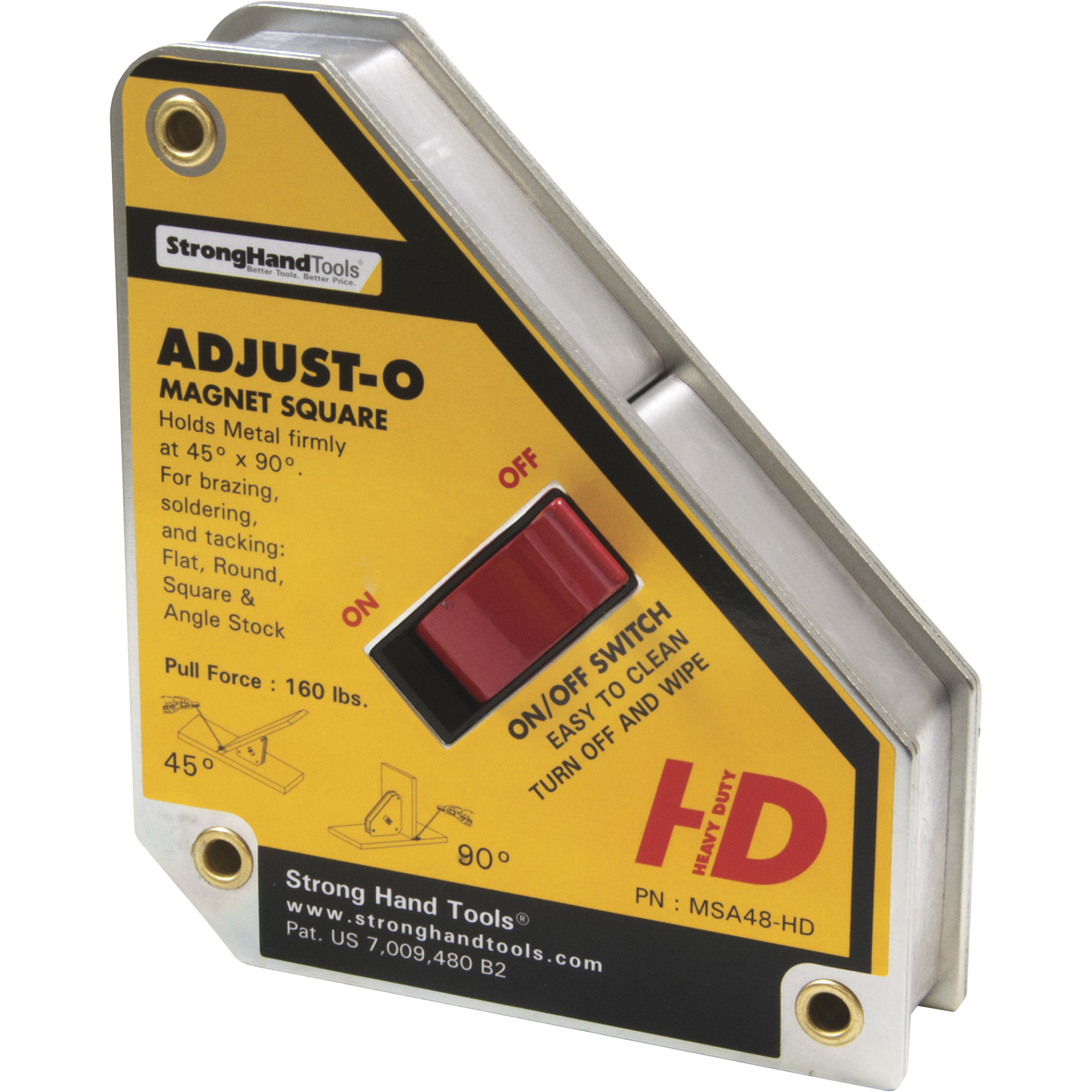 Strong Hand Tools Adjust-O Magnet Square, Heavy-Duty, 160Lb. Max Pull Force, 6in., Model# MSA48-HD